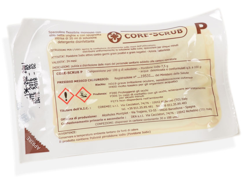 KIT SCRUB IODOPOVIDONE confezione Spazzola allo Iodopovidone flessibile monouso, sterile, confezione da 30 pezzi