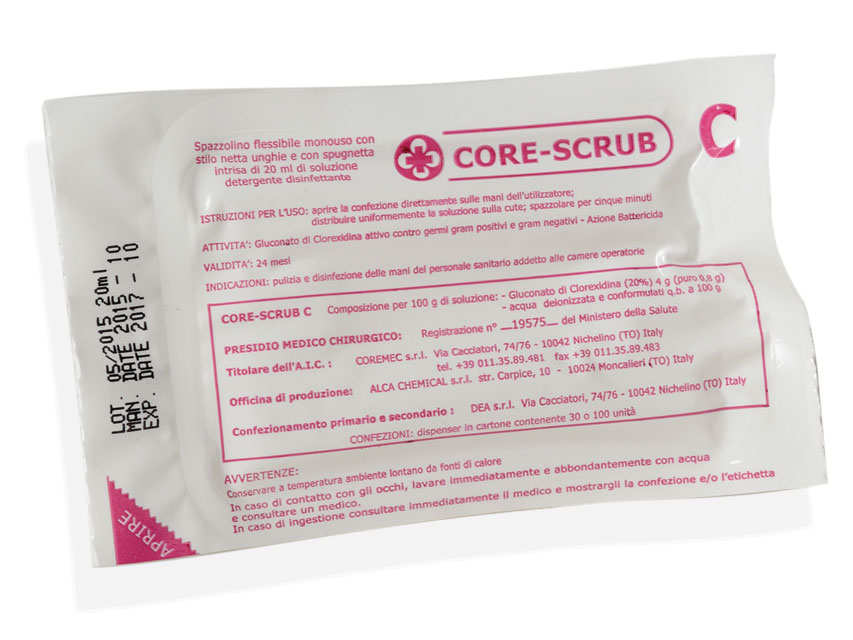 KIT SPAZZOLA CLOREXIDINA confezione Spazzola alla clorexidina flessibile monouso, sterile, confezione da 30 pezzi