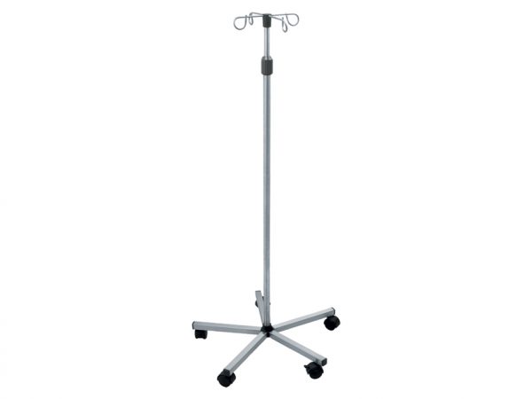 ASTA PORTAFLEBO 4 GANCI - su piantana a rotelle - acciaio inox AISI 304