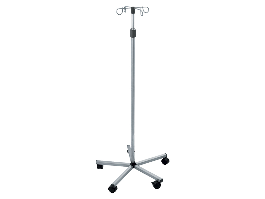ASTA PORTAFLEBO 4 GANCI - su piantana a rotelle - acciaio inox AISI 304