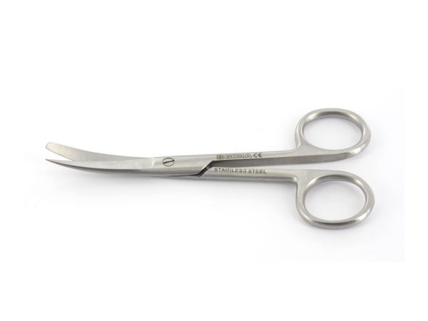 Forbici chirurgiche curve in acciaio inox - punte alterne - 14,5 cm