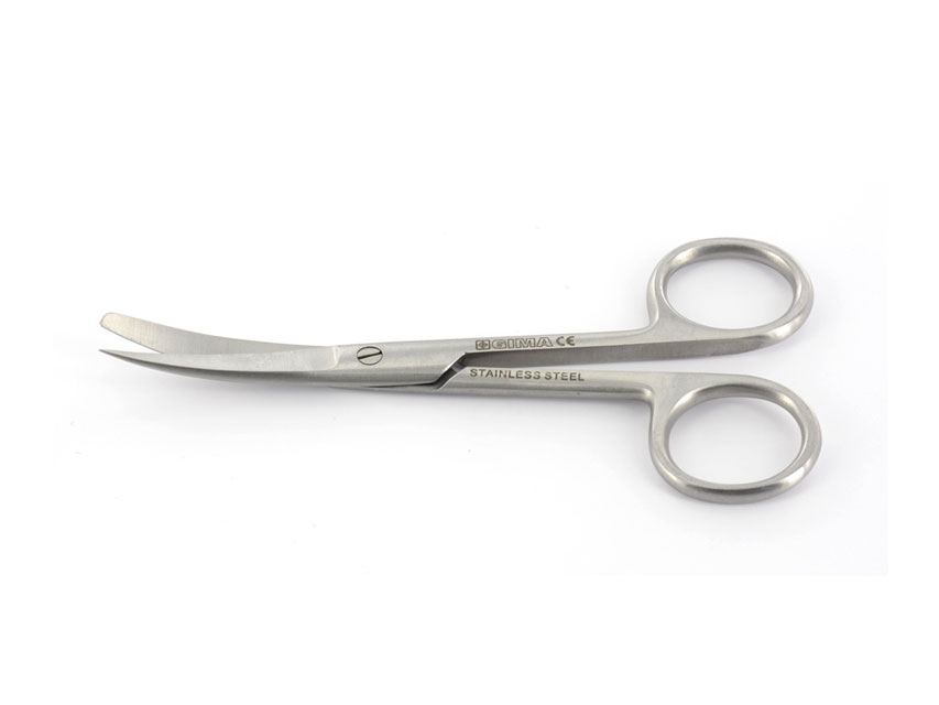 Forbici chirurgiche curve in acciaio inox - punte alterne - 14,5 cm Forbici chirurgiche curve in acciaio inox - punte alterne - 14,5 cm