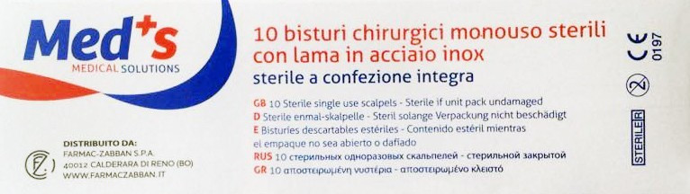 Bisturi montato sterile monouso, confezione da 10 pezzi Bisturi montato sterile monouso, confezione da 10 pezzi