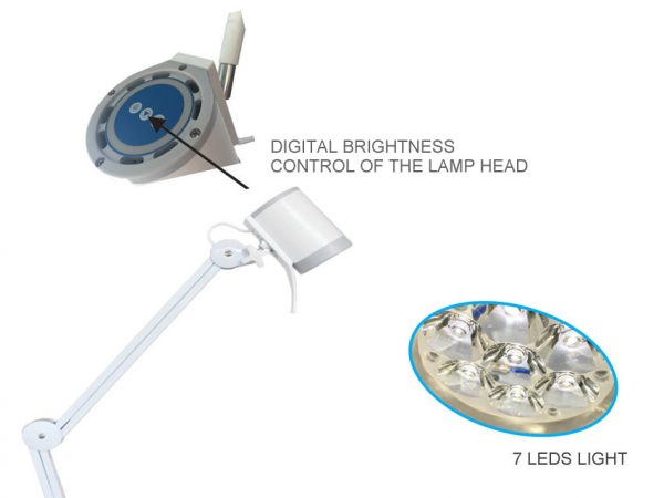 Lampada HYRIDIA a 7 LED con braccio a pantografo - su carrello