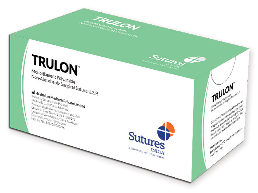 Sutura non assorbibile "TRULON" - 6/0 - 3/8 - ago 16 mm. - 45 cm. filo blu - conf. 12 pz.