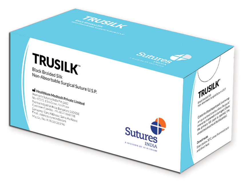 Sutura non assorbibile "TRUSILK"- 4/0 - 3/8- ago 13 mm. - 45 cm.filo nero - Conf. 12 pz.