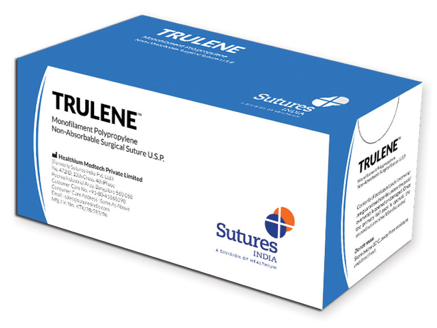 6169.jpg Sutura non assorbibile "TRULENE"- 3/0 - 3/8 - ago 24 mm. - 70 cm. filo blu - conf. 12 pz.
