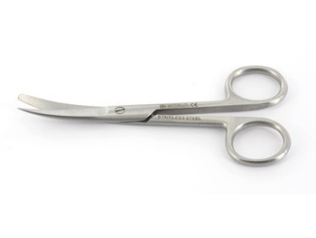 Forbici chirurgiche curve in acciaio inox - punte alterne - 11,5 cm Forbici chirurgiche curve in acciaio inox - punte alterne - 11,5 cm