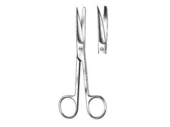 Forbici chirurgiche curve in acciaio inox - punte alterne - 11,5 cm Forbici chirurgiche curve in acciaio inox - punte alterne - 11,5 cm