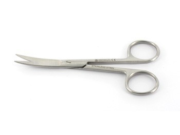 Forbici chirurgiche curve in acciaio inox - punte acute - 11,5 cm Forbici chirurgiche curve in acciaio inox - punte acute - 11,5 cm