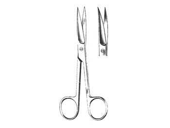 Forbici chirurgiche curve in acciaio inox - punte acute - 14.5 cm Forbici chirurgiche curve in acciaio inox - punte acute - 14.5 cm