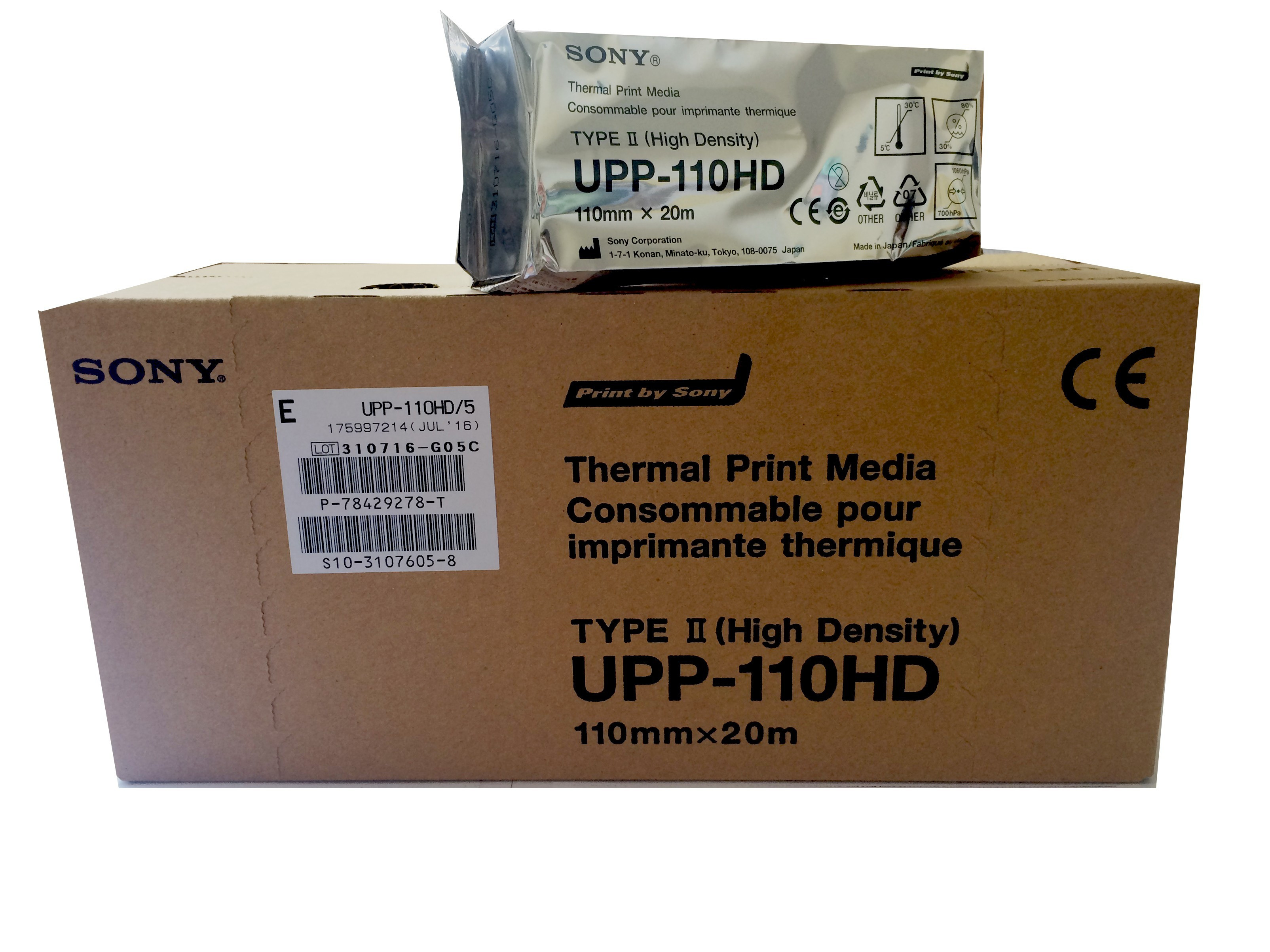 Rotolo carta termica per ecografia "Sony UPP-110HD", f.to 110mmx20mt, confezione da 10 rotoli