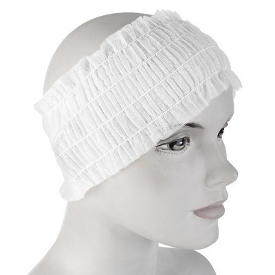 Fascia TNT per capelli Monouso, colore bianco Taglia unica Confezione da 100 pezzi Fascia TNT per capelli Monouso, colore bianco Taglia unica Confezione da 100 pezzi