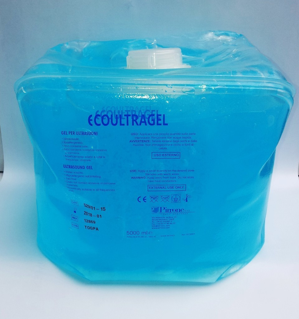 Gel ultrasuoni Ecoultragel, sacca da 5 lt, colore azzurro