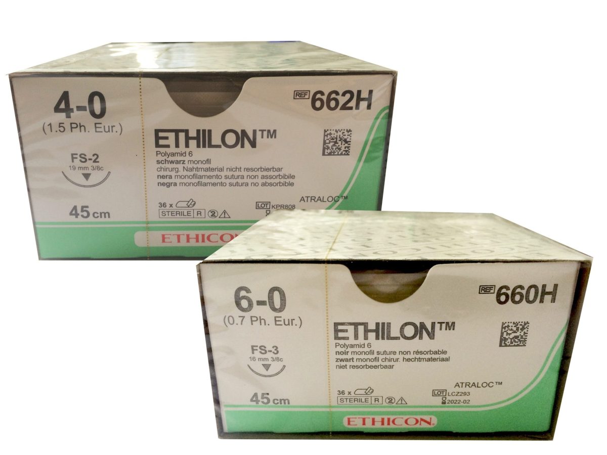 Sutura Ethilon Ethicon 661H, ago dorso tagliente, filo nero 45cm FS-2, 3/8, cf 36 pezzi Sutura Ethilon Ethicon 661H, ago dorso tagliente, filo nero 45cm FS-2, 3/8, cf 36 pezzi