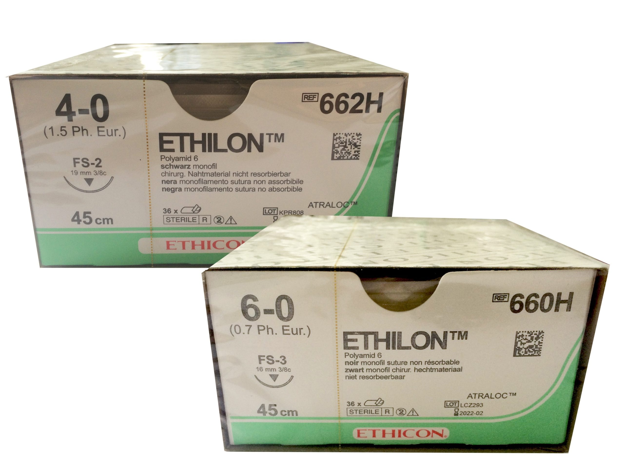 Sutura Ethilon Ethicon 661H, ago dorso tagliente, filo nero 45cm FS-2, 3/8, cf 36 pezzi Sutura Ethilon Ethicon 661H, ago dorso tagliente, filo nero 45cm FS-2, 3/8, cf 36 pezzi