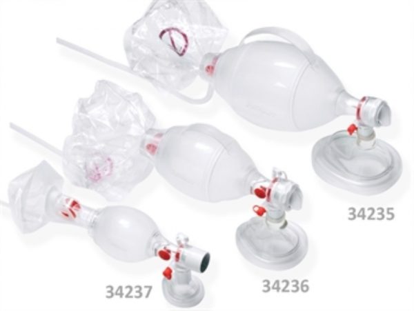 5239.jpg PALLONE RIANIMATORE AMBU SPUR II - pediatrico - con mascherina n°1 e sacca ossigeno