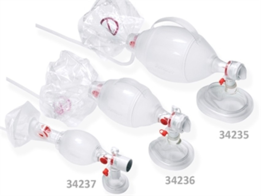 5239.jpg PALLONE RIANIMATORE AMBU SPUR II - pediatrico - con mascherina n°1 e sacca ossigeno