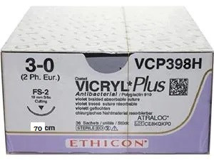 5895.jpg VICRYL PLUS 3/0 - VCP398 - ETHICON intrecciato - 1/2 - ago FS-2 19 mm. - 70 cm. filo – conf. 36 pz.