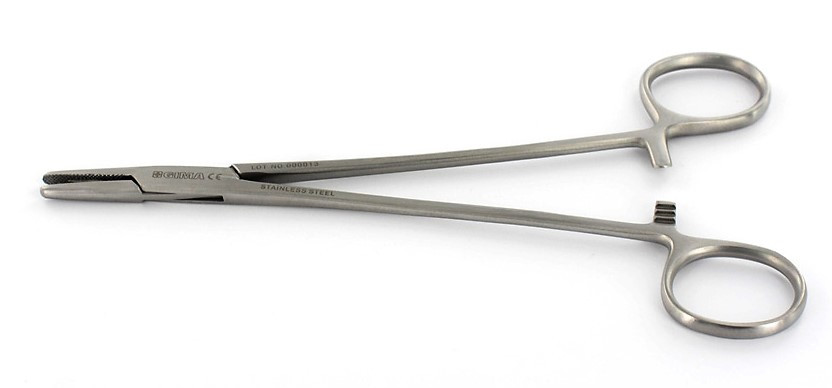 Porta aghi in acciaio inox Mayo Hegar - 20 cm.