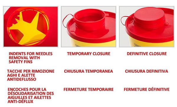 Torinomed - Contenitore rifiuti taglienti LINEA PBS - PBS 0,6 lt. - Ø 10 x 14,5 h cm. - conf. 100 pz.