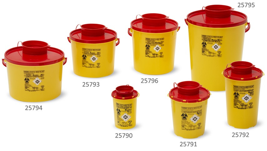Torinomed - Contenitore rifiuti taglienti LINEA PBS - PBS 0,6 lt. - Ø 10 x 14,5 h cm. - conf. 100 pz.