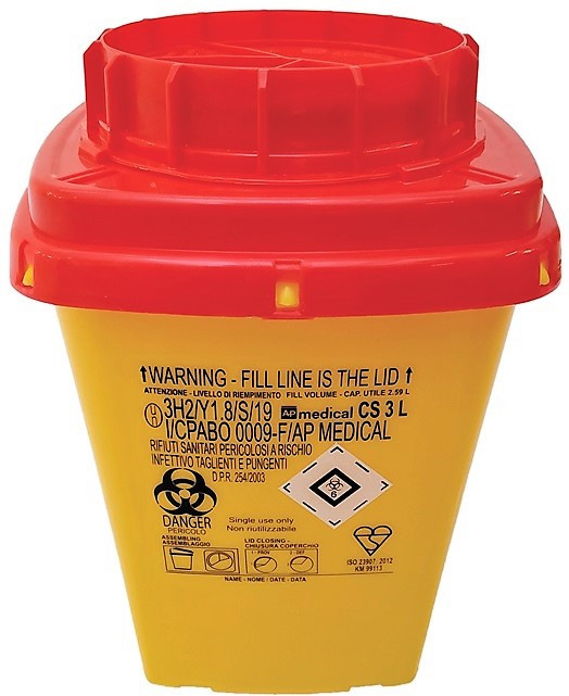 Torinomed - Contenitori rifiuti taglienti LINEA CS • CS 3 lt. - 16,7 x 16,7 x h 23,2 cm. Torinomed - Contenitori rifiuti taglienti LINEA CS • CS 3 lt. - 16,7 x 16,7 x h 23,2 cm.