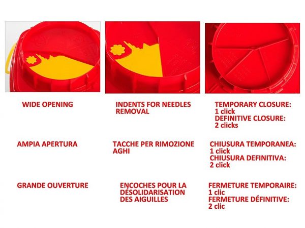 Torinomed - Contenitori rifiuti taglienti LINEA CS • CS 3 lt. - 16,7 x 16,7 x h 23,2 cm.