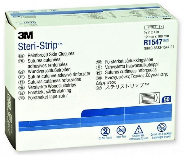 TORINOMED - Suture Adesive Steri-Strip 3M,RINFORZATE, cm 12 x 100 mm, confezione da 300 pezzi (50 buste da 6 pz.)