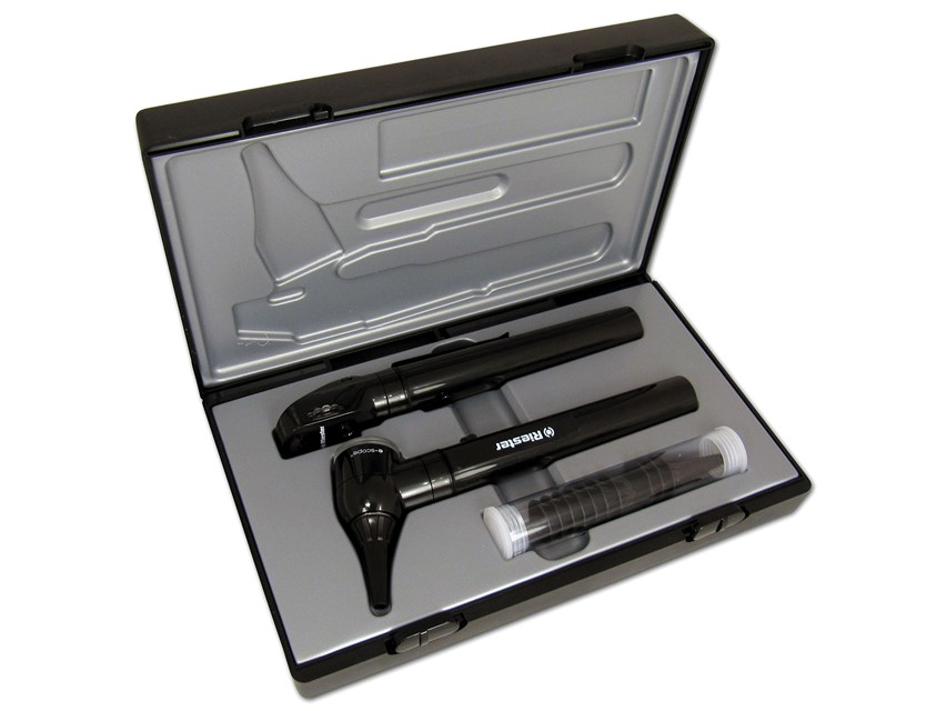 KIT DIAGNOSTICO RIESTER E-SCOPE® - NERO Set oto-oftalmoscopio, LED 3,7V in valigetta rigida.