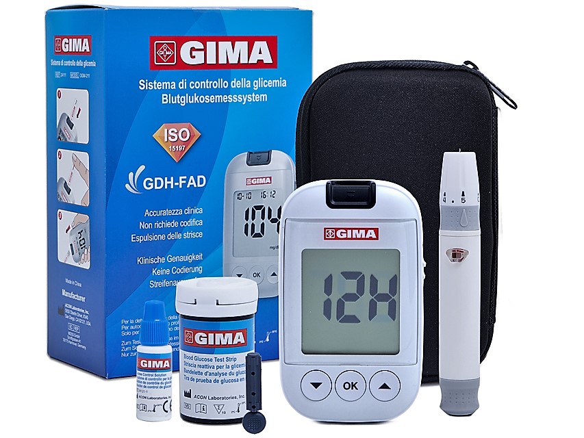 24111_a KIT COMPLETO GLUCOMETRO GIMA Bluetooth mg/dl
