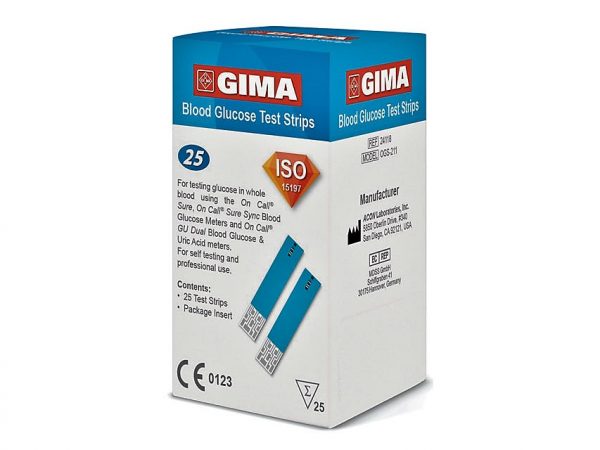 24118 TORINOMED - Strisce glucosio per glucometro GIMA. Confezione da 25 strisce.