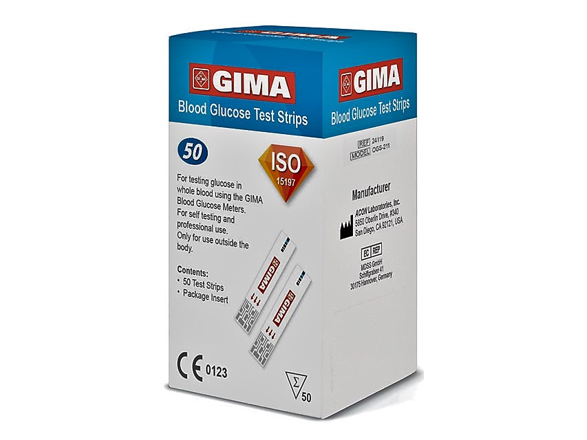 24119 TORINOMED - STRISCE GLUCOSIO per GLUCOMETRO GIMA - Confezione da 50 strisce.