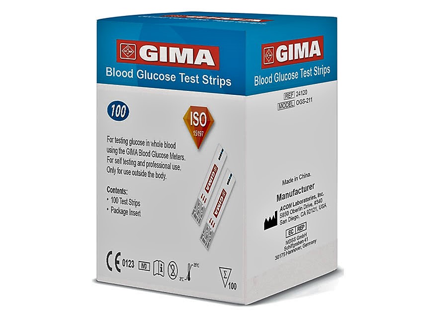 24120 TORINOMED - STRISCE GLUCOSIO per GLUCOMETRO GIMA - Confezione da 100 strisce.