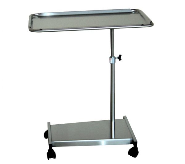 27454 TORINOMED - TAVOLO MAYO - piantana inox Vassoio acciaio inox estraibile, piantana acciaio inox AISI 304 con 4 ruote (50 mm).