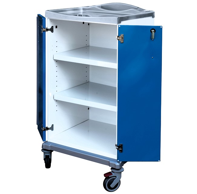 45930_a TORINOMED - CARRELLI BIANCHERIA PULITA 2 ANTE Carrello biancheria pulita - piccolo Dimensioni: 670 x 640 x h. 1280 (mm)