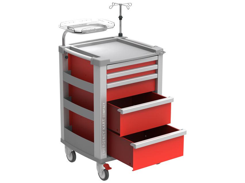 CARRELLO EMERGENZA COMPACT KART - rosso - cassetti CARRELLO EMERGENZA COMPACT KART - rosso