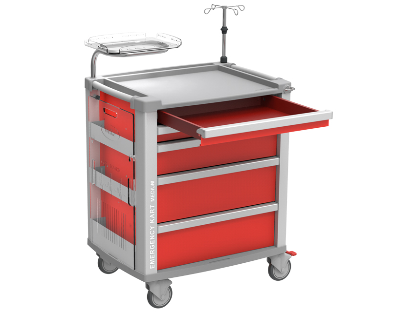 CARRELLO EMERGENZA MEDI KART - rosso - TORINOMED_CASSETTO Carrello emergenza MEDI KART - rosso
