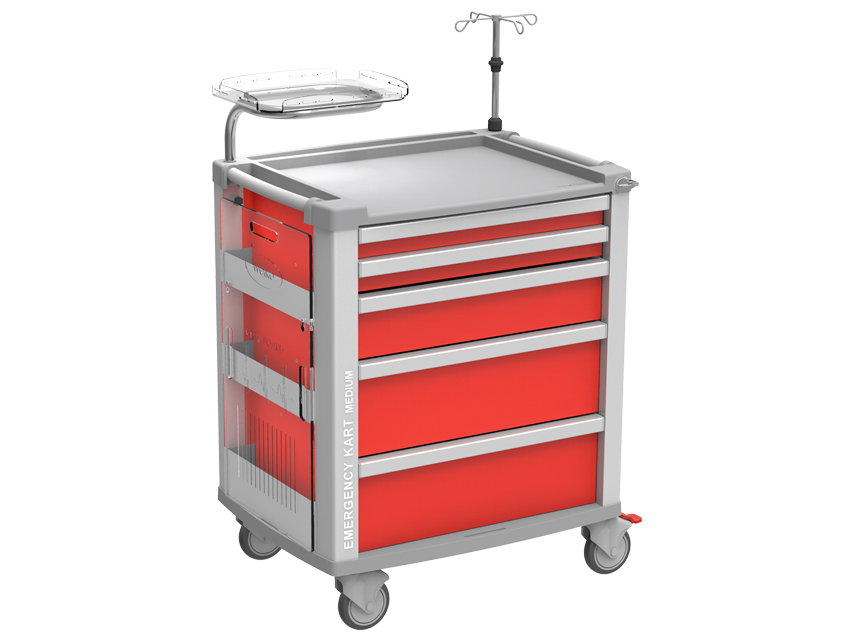 CARRELLO EMERGENZA MEDI KART - rosso - TORINOMED