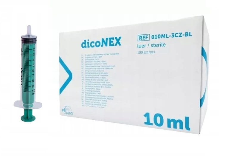 l10 TORINOMED - Siringa monouso "dicoNEX" 10 ml. - senza ago - 3 parti - cono Luer - conf. 100 pz.