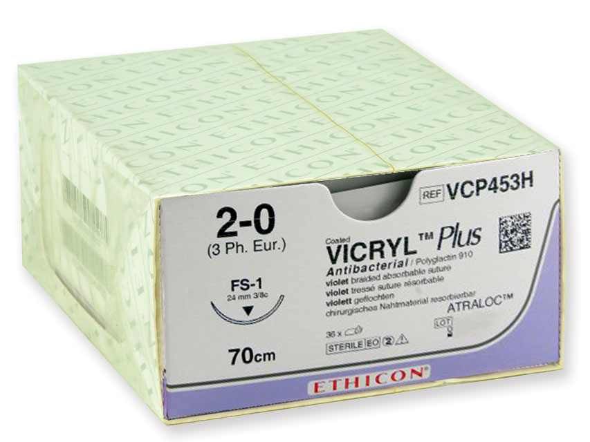 22363 VICRYL PLUS 3/0 – VCP311H – ETHICON intrecciato – 3/8 - ago: SH-1 22 mm. - 70 cm. filo – conf. 36 pz.