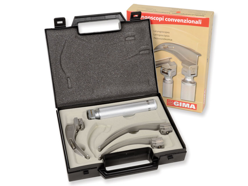 34302 TORINOMED - SET LARINGO ADULTI STANDARD RICARICABILI (MANICO + LAME) • (3 lame Mc INTOSH 2-3-4)