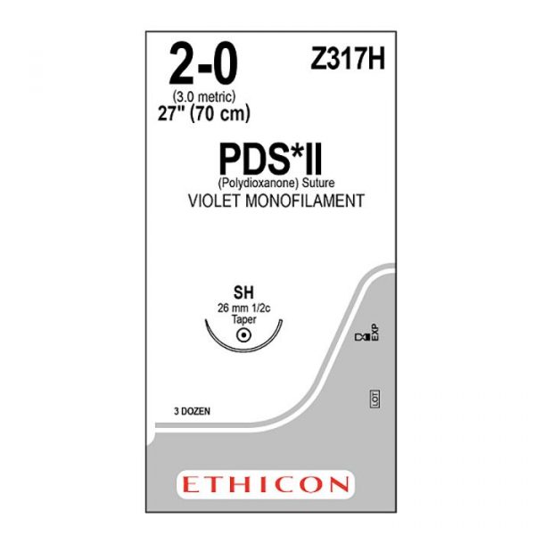 PDS II  2/0  – Z317H – ETHICON monofilamento – 1/2 - ago: SH  26 mm. - 70 cm. filo - conf. 36 pz.
