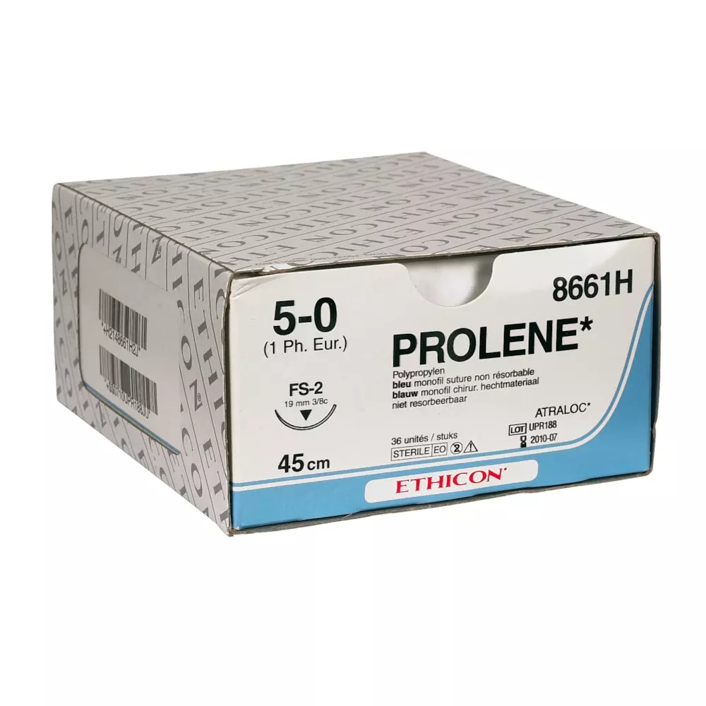PROLENE 5_0 8661H PROLENE 5/0 – 8661H – ETHICON monofilamento – 3/8 - ago: FS-2 19 mm. - 45 cm. filo – conf. 36 pz.