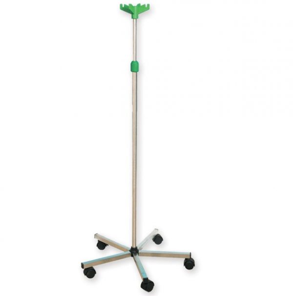 27844 Asta flebo acciaio inox AISI 304 - surotelle - 4 ganci in plastica