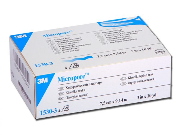 34907 Cerotto IN CARTA 3M MICROPORE™ - H. cm. 7,6 x 9,14 mt. - cf. 4 rotoli