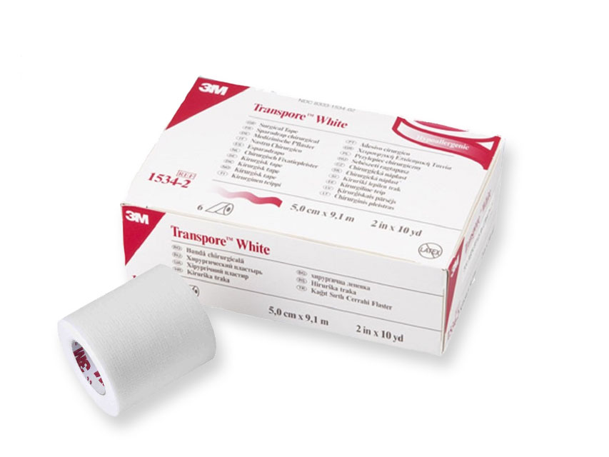 Cerotto chirurgico 3M TRANSPORE™ white - H. cm. 5,1 x 9,14 mt. - cf. 6 rotoli