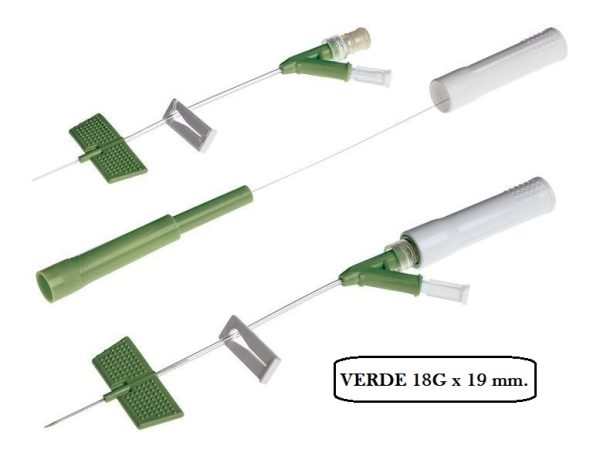 1_VERDE_saf t intima con raccordo a y 18gx25mm AGO CANNULA BD SAF-T™ INTIMA con raccordo a Y