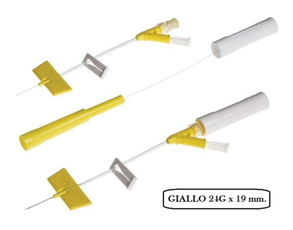 4_GIALLO_saf t intima con raccordo a y 24gx19mm AGO CANNULA BD SAF-T™ INTIMA con raccordo a Y - conf. 25 pezzi - (€ 4,95 CAD.)