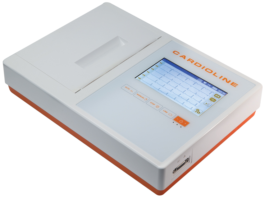 CARDIOLINE ECG200L GLASGOW - schermo a colori touch da 7 pollici - laterale CARDIOLINE ECG 200L GLASGOW A 12 DERIVAZIONI - schermo a colori touch da 7"